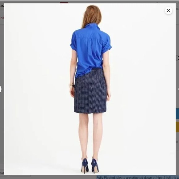 J Crew Navy Pleated Polka Dot Skirt Size 2 - Picture 3 of 11